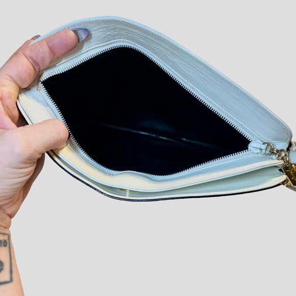 Salvatore Ferragamo Vintage White and Blue Snakeskin Nautical Crossbody Handbag - Picture 6 of 16